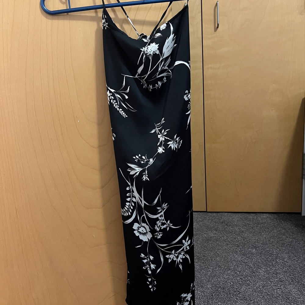 Lulu's Black Dress with White Floral Pattern - Picture 2 of 5